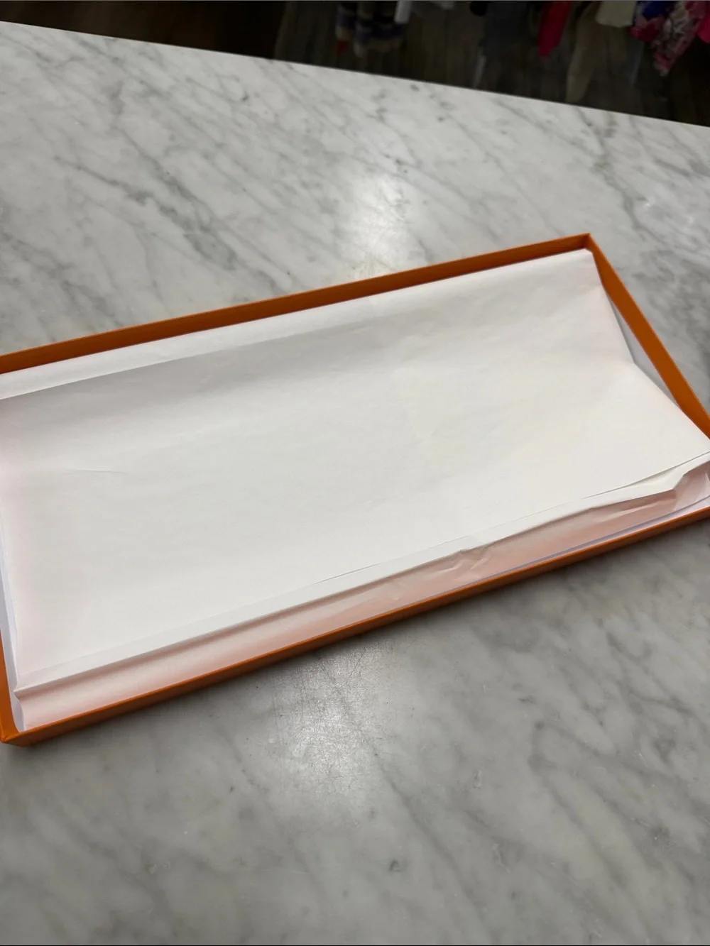 Hermes Flat Storage Box Scarf Box Decorative Box with Ribbon